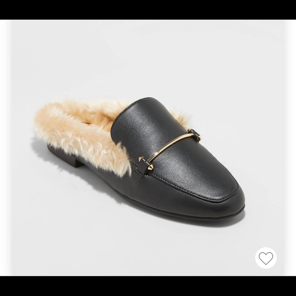Target fur leather slip ons